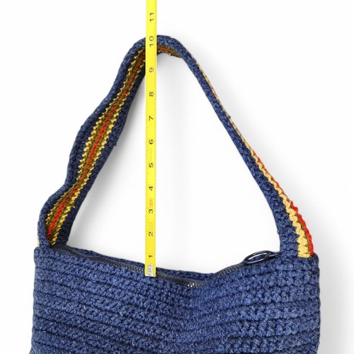 Borsa a tracolla vintage all'uncinetto foderata cerniera fatta a mano anni 70 boho hippie lg - Foto 12 di 14