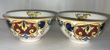 ALHAMBRA Ceramic Soup/Salad/Cereal  Serving Bowls Pair (2) 3.25" Tall EUC