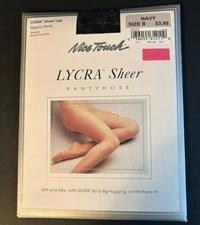 Sears Nice Touch Lycra Sheer Pantyhose Sz B Navy