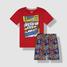 Max  Olivia Kids Boy's Red Printed 2-Piece Pajama Set Sleepwear Size L