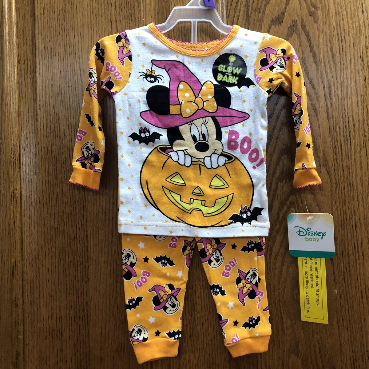 Minnie Mouse Halloween Glow In The Dark Pajamas 12 Months NWT Cotton