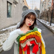 Cappello Invernale Tricot Per Donne Con Orecchie Di Gatto Kawaii Giapponese