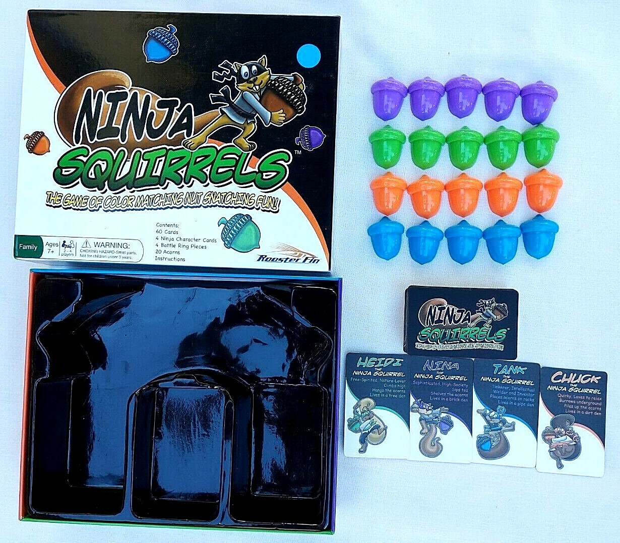 NINJA SQUIRRELS Game of Color Matching Nut Snatching Fun Complete Family Age 7+