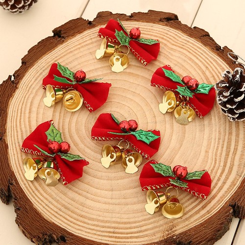 6 PCS Holiday Stocking Stuffer Christmas Bows Wreaths Christmas Burlap Bows - Picture 7 of 11