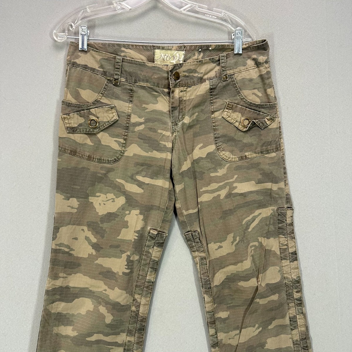 Vintage Y2K 90s Womens 9 Camo Baggy Wide Leg Low Rise Cargo Pants