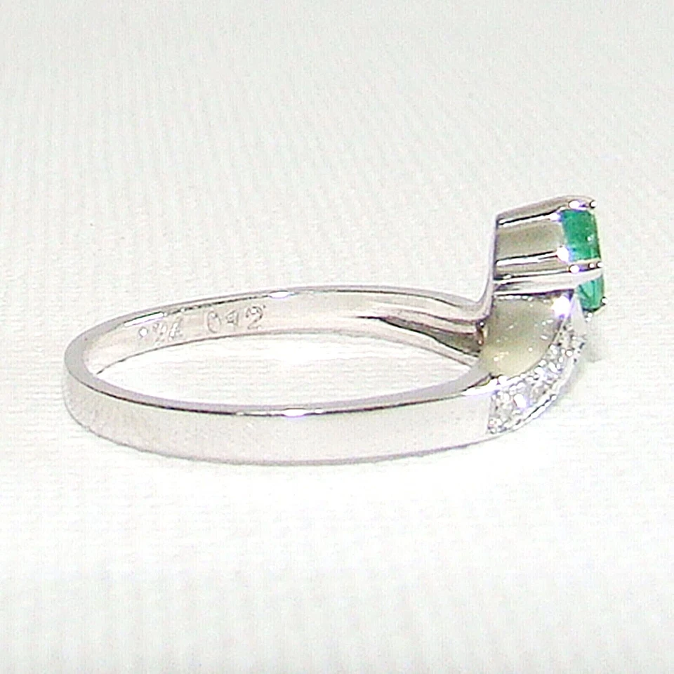 Ring Weißgold 585er 0,12 ct Brillant 0,24 ct Smaragd 14 kt Diamant Edelstein - Bild 3 von 4