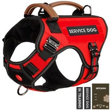 Service Dog Vest - Tactical Dog Harness Full Metal Buckles Dog Vest Medium Red