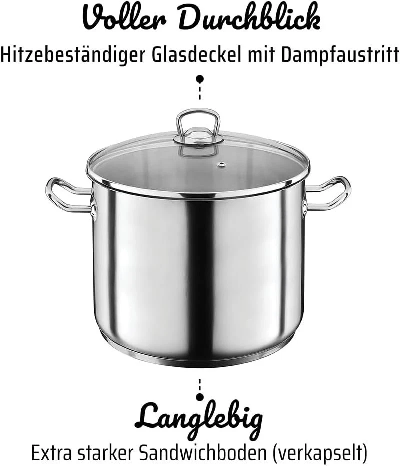 GSW Profi-Jumbotopf, Edelstahl, 28 cm, 15 Liter, Silber - Bild 3 von 4