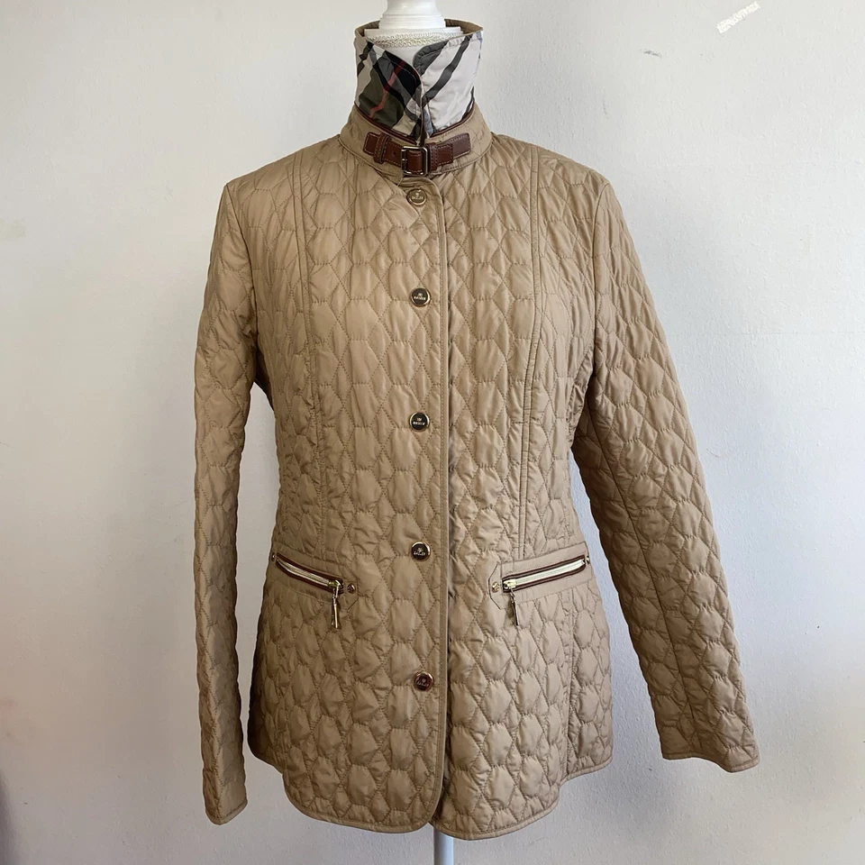 Basler Damen Steppjacke Übergangsjacke Gr. 38 Beige mit vergoldeten Details Neu