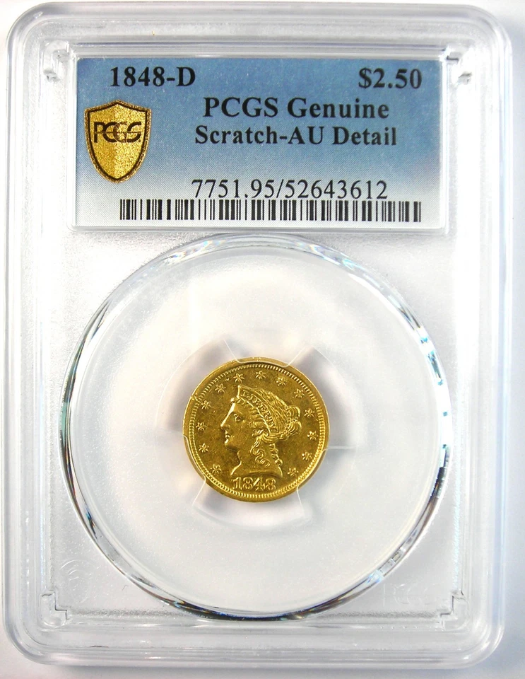 1848-D Liberty Gold Quarter Eagle $2.50 - PCGS AU Details - Rare Dahlonega Coin! - Image 2 of 4