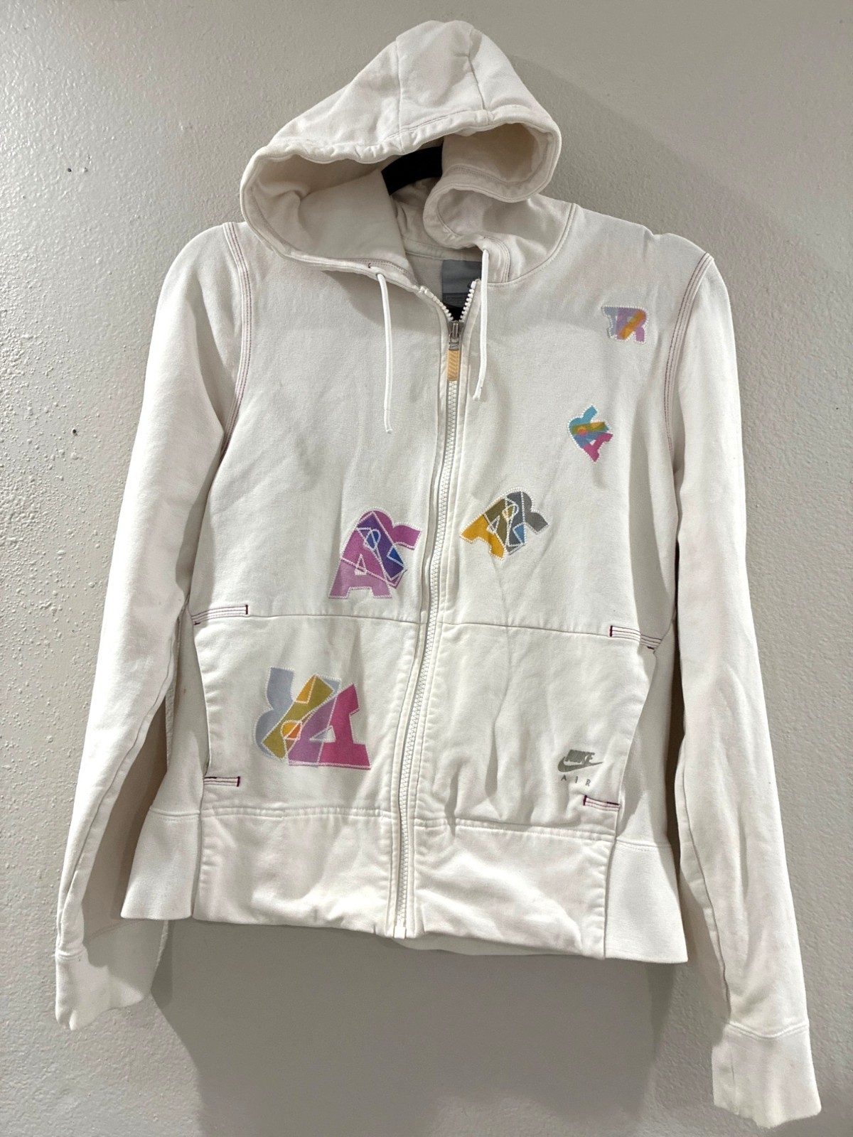 SACAI X NIKE Nike Air Jacket donna felpa con cappuccio bianca taglia grande multicolore logo lettere