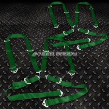 Pair 4-point 2 Wide Strap Camlock Drift Racing Safety Seat Belt Harness Green
