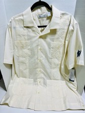 Cubavera Large Mens Shirt Guayabera White Summer Light Casual