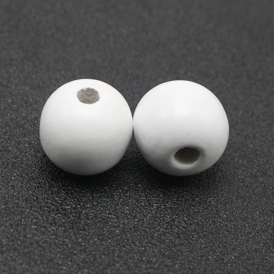 20 piezas Cuentas de madera redondas blancas Cuentas artesanales grandes de 20 mm para hacer joyas hágalo usted mismo Foto 2 de 4