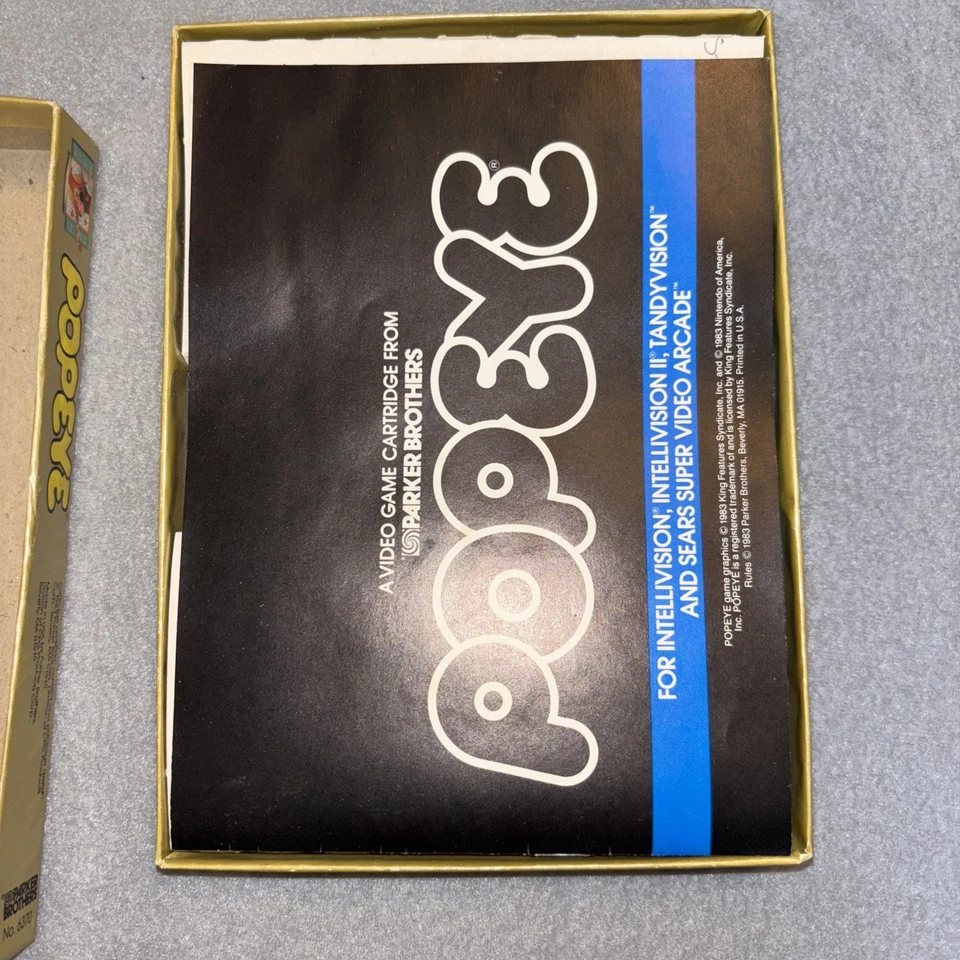 Popeye For Intellivision Parker Brothers Vtg Video Game Cartridge CIB Boxed!!! - Image 3 of 4