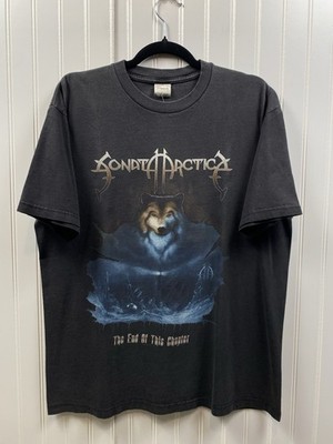 Vintage 2000s Sonata Arctica Band Tshirt Size Large Faded Black 2006 Tour Wolf