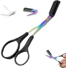Eyebrow Trimmer Scissor, Upgrade 2 in 1 Eyebrow Scissors with Comb Stainless Ste
