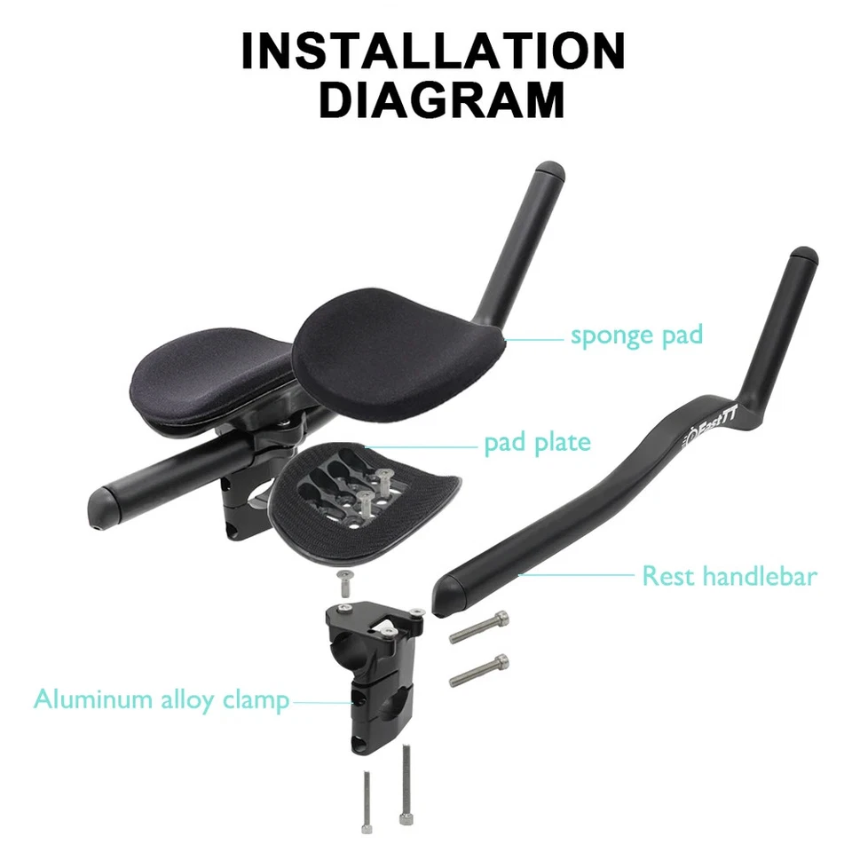 Manillar completo de fibra de carbono para bicicleta de carretera triatlón contrarreloj TT manillar 35°/55° Foto 4 de 4