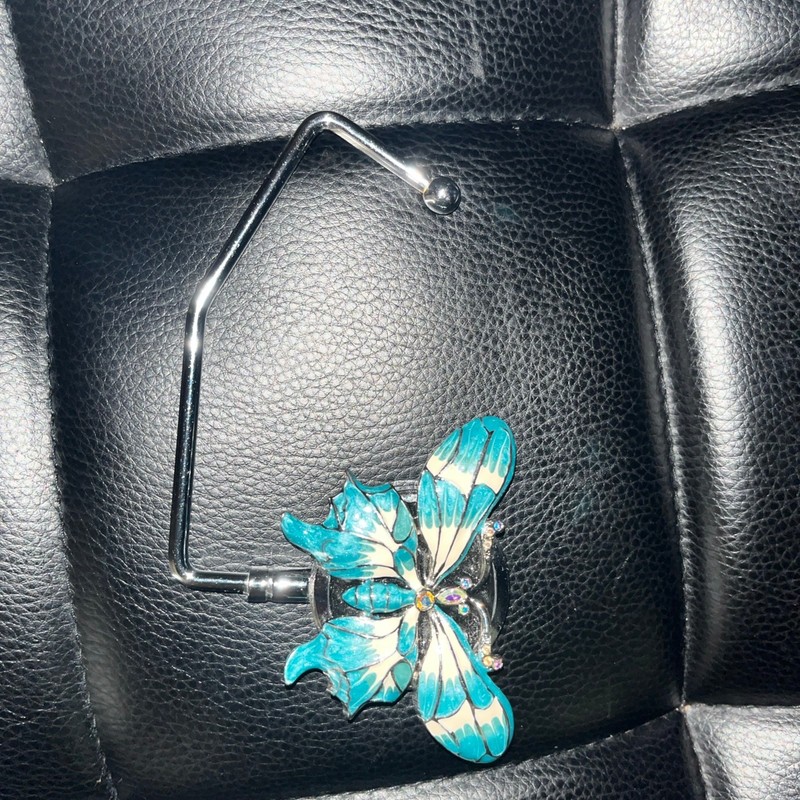 Butterfly Rhinestone Purse Hook Handbag Hanger Folding Table Holder Pink...