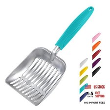 Cat Litter Scoop, Aluminum Alloy Small FLAT Aluminum 02 Turkish Blue Handle