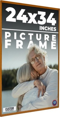 24x34 Honey Brown Real Wood Picture Frame Width 0.75 inches | Interior Frame Dep