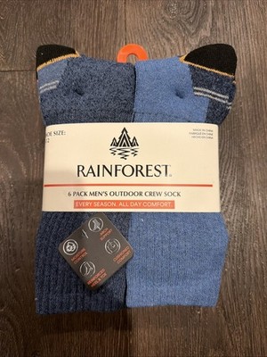Rainforest 6 Pack Outdoor Crew Sock Style: RF01A9322 Color Navy - S.Size 6-12