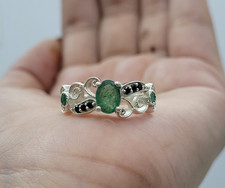 Gorgeous Natural Emerald Oval Cut 925 sterling Silver Engagement Ring her