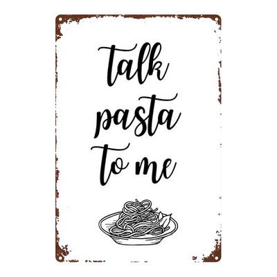 2D Flat, 1pc, Metal Sign, Talk Pasta to Me, Home, Garden, Cottage And Bathroom