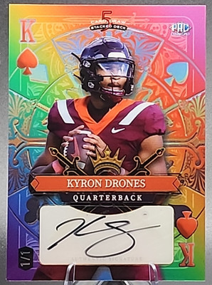Kyron Drones 1/1 2024 Wild Card 5 Card Draw PRC Auto Rainbow King Virginia Tech