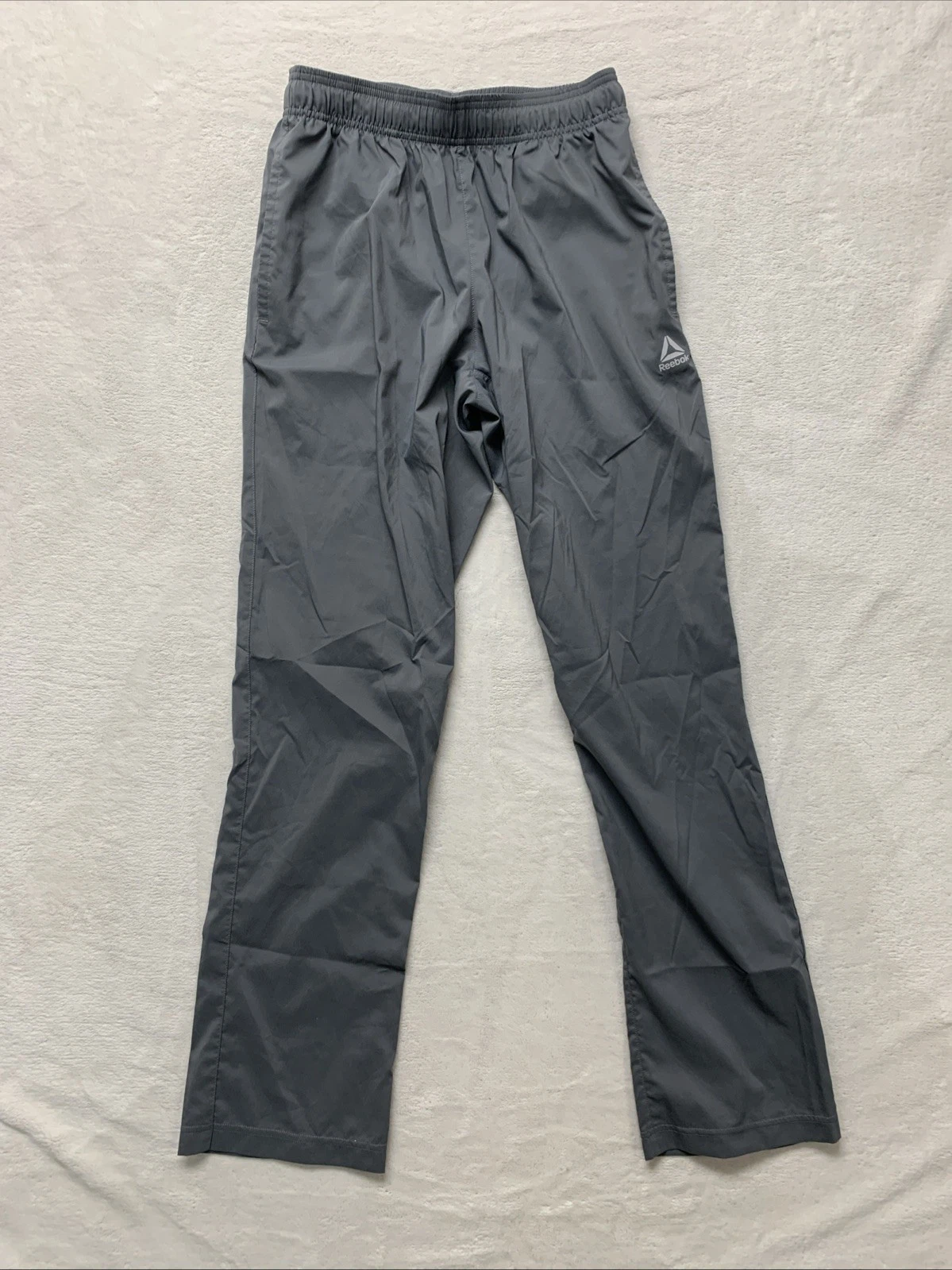 Reebok Pants Mens Small Windbreaker Track Joggers Y2K Lightweight Gray