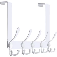 Over The Door Hooks Door Hanger Hook Rack with 5 Tri Hooks for Hanging,Over T...