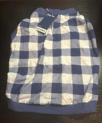 Size Medium Blue And White Gingham Dog Tee From Old Navy - Image 1 of 3