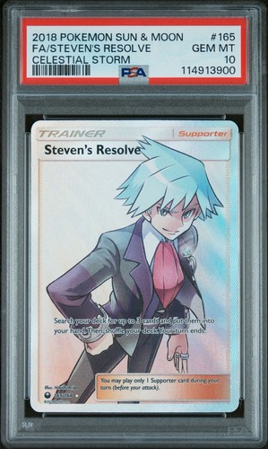 Pokemon 2018 Sun & Moon Steven's Resolve Full Art Celestial Storm 165/168 PSA 10