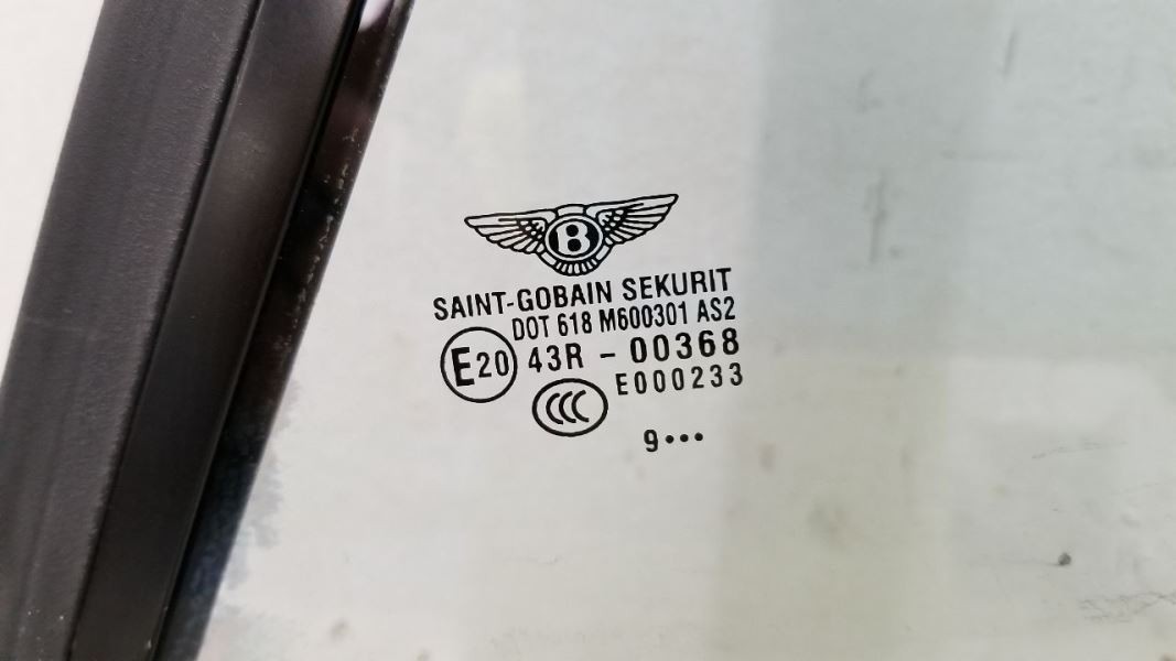 10 BENTLEY CONTINENTAL GT COUPE QUARTER GLASS WINDOW REAR LEFT DRIVER