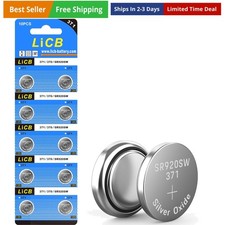10 Pack 371 Watch Battery,Long-Lasting & Leak-Proof,High Capacity Silver Oxid...