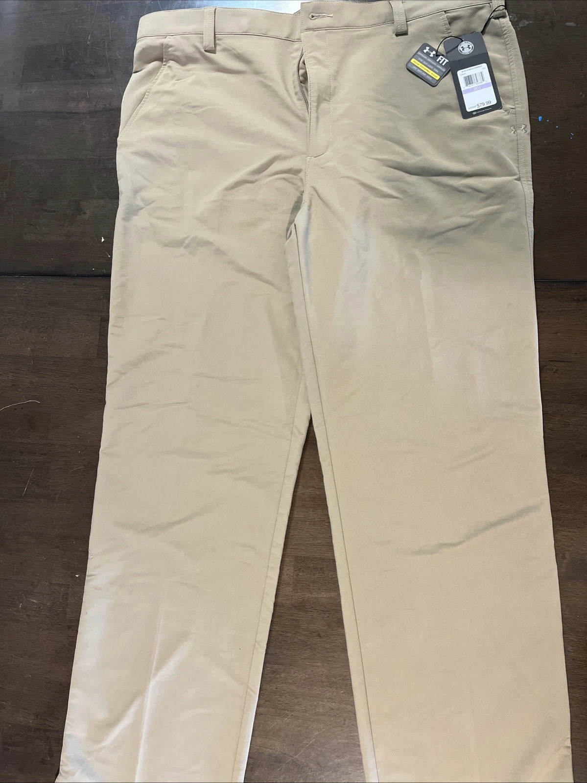 Under Armour Pants Mens 38 x 32 Beige Tan Chino Golf Stretch Nylon Loose Fit