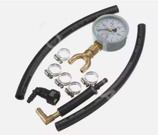 Fuel Injection Pressure Tester Gauge With Connectors Hose Adapter Set for Cars