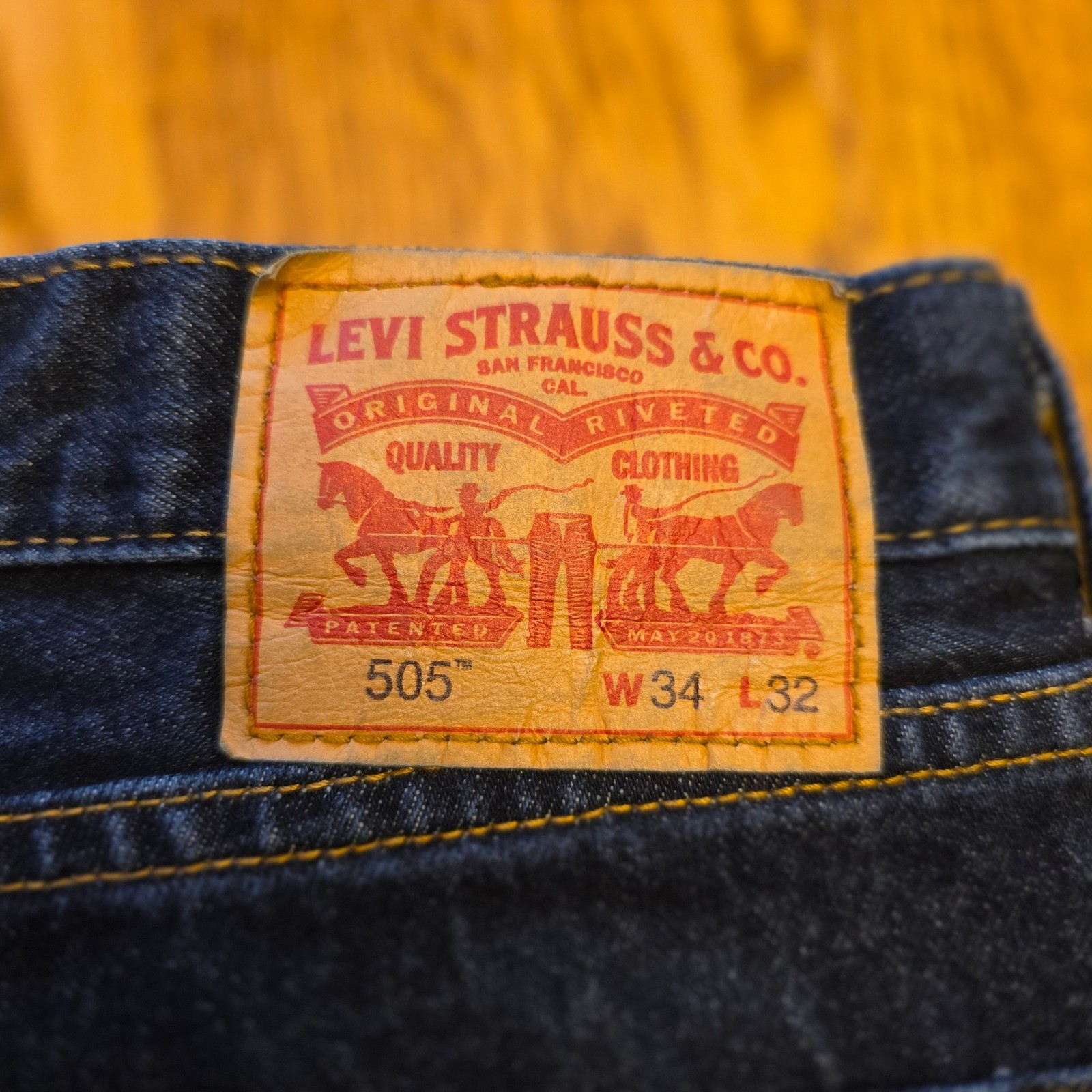 Levi Strauss Co 505 W34 L32 Mens Jeans Dark Wash Straight Leg thumbnail 6