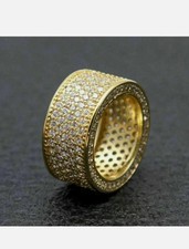 3Ct Round Cut White Moissanite Men's Wedding Band Ring 14k Yellow Gold Plated