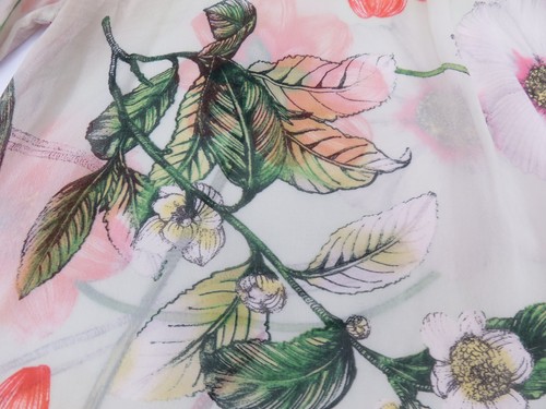 WAREHOUSE SILK PISTACHIO GREEN & CORAL FLOWERS SILK CHIFFON SUMMER TOP UK 10 12 - Bild 10 von 15
