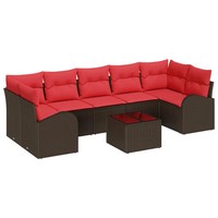 Gartensofa Set Poly-Rattan Sitzgruppe Braun Rot 55 X 55 X 37 Cm