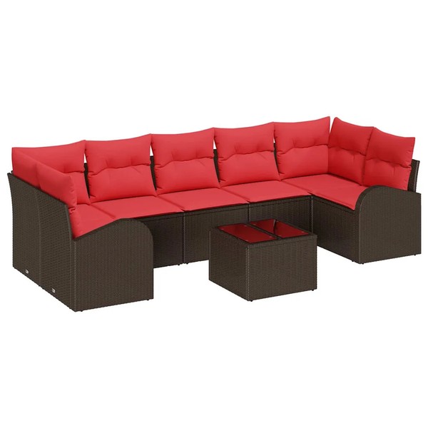 Gartensofa Set Poly-Rattan Sitzgruppe Braun Rot 55 X 55 X 37 Cm-image