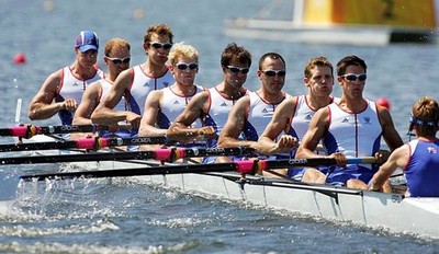 The Great Britain team at the start of their Men's Eight semi-fina- Old Photo