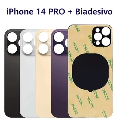 BACK COVER SCOCCA POSTERIORE VETRO PER APPLE IPHONE 14 PRO BIG HOLE + BIADESIVO