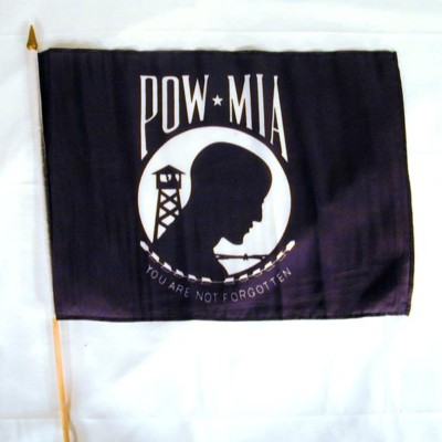 Bandiera POW MIA 11x18 Pollici Con Asta - Materiale Poliestere, Per Esterni - Foto 4