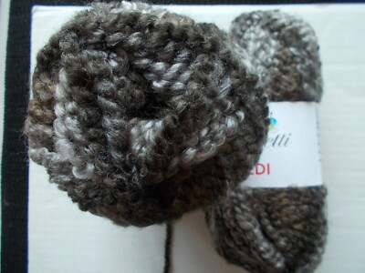 Rozetti Tedi bulky wool blend boucle yarn, brown tones, lot of 2 (82 yds ea)