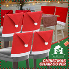 4 Pack Red Christmas Dining Chair Cover Santa Hat Chair Back Kitchen Home Décor