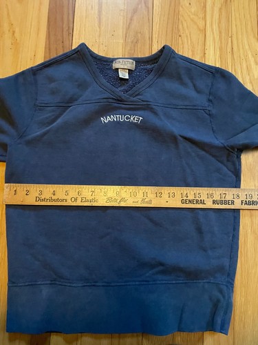 VTG Non-Fiction V-Neck Sweatshirt Nantucket ACK Blue Small Canada Preppy - Picture 3 of 4