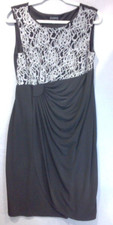 En Focus Studio Petite Little Black Dress Sleeveless White Floral Pattern Sz 12P