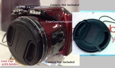 FRONT SNAP-ON LENS CAP DIRECTLY to NIKON COOLPIX L810 L 810 DIGITAL CAMERA+HOLDR